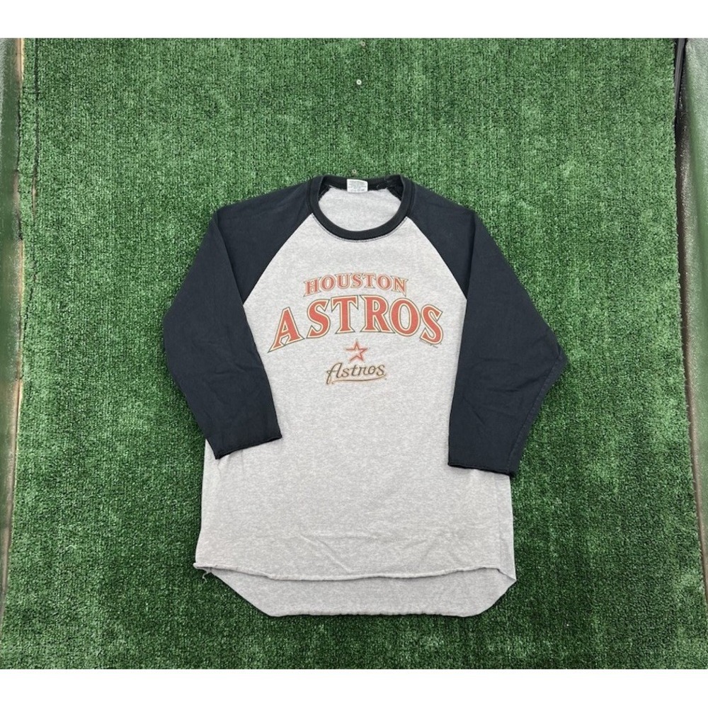 Vintage 2004 Houston Astros 3/4 Sleeve Tshirt Men's L Gray Space City